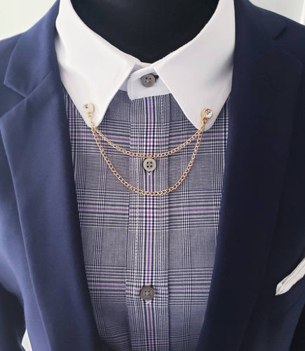Crystal Stud Collar Chain Pin
