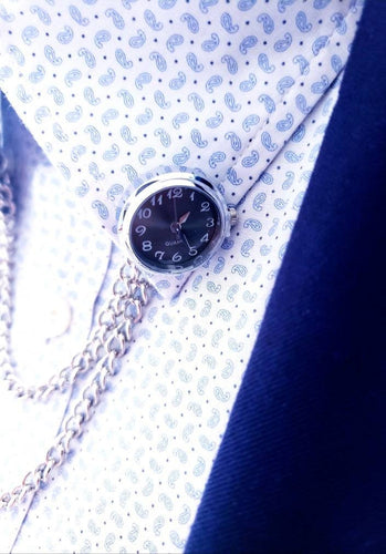Functional Time Piece Clock Collar Chain Pin