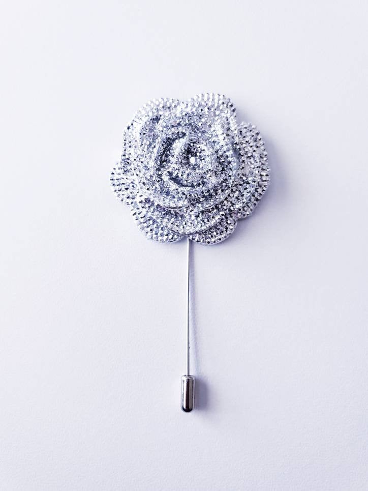 Rose Rhinestone Lapel Pin