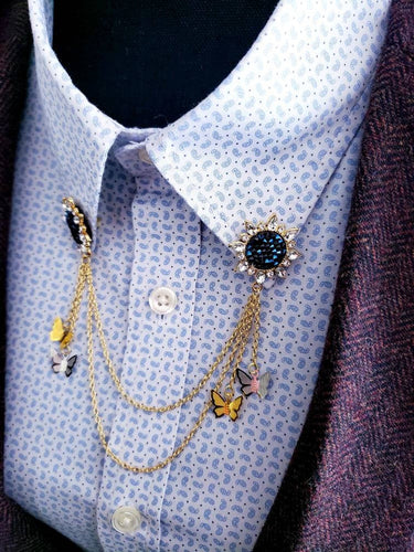 Crystal Sunflower Collar Chain Pin 