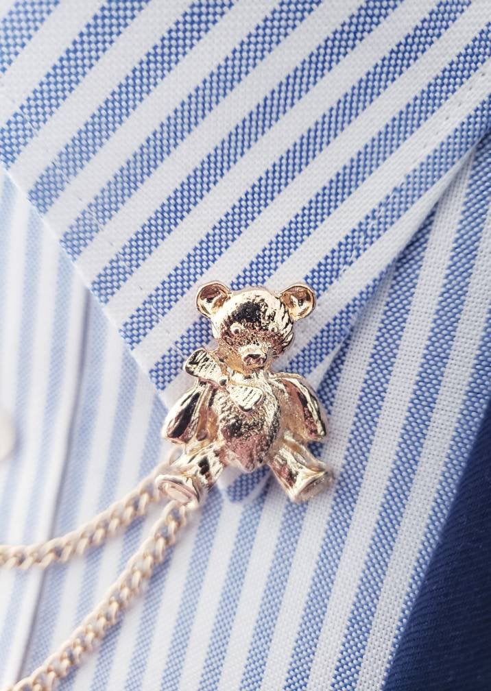 Teddy Bear Collar Chain Pin