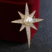 Load image into Gallery viewer, Crystal Star Brooch Pin with Silver and Gold
