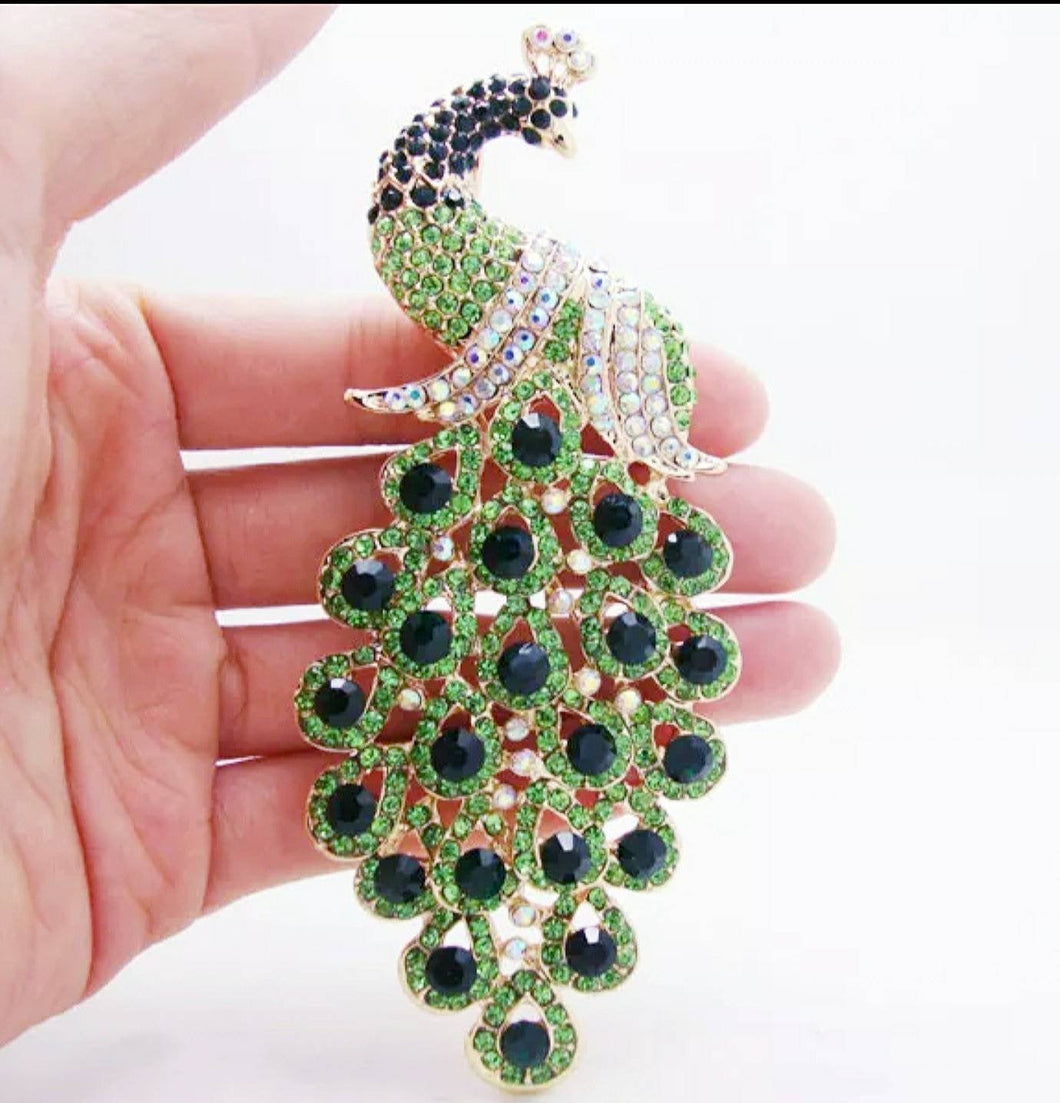 Crystal Peacock Brooch (Large) Pin