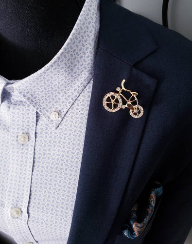 Crystal Clasp Bicycle Lapel Brooch Pin