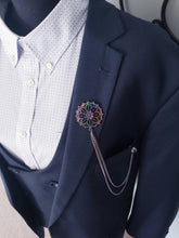Load image into Gallery viewer, Multi-colored Chains and Pearl Lapel Pin
