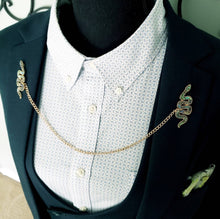 Load image into Gallery viewer, Snake Cloak Fastener Lapel Pin with Cardigan Chain 
