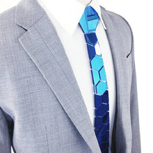Load image into Gallery viewer, Men&#39;s Mirror Acrylic Neckties | Blue Mirror | Hexagon Blue Hexagon
