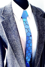 Load image into Gallery viewer, Men&#39;s Mirror Acrylic Neckties | Blue Mirror | Hexagon Blue Hexagon
