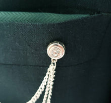 Load image into Gallery viewer, Crystal Bow Lapel Pin with 3 Silver Chains 
