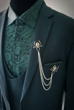 Load image into Gallery viewer, Spider Rhinestones Triple Collar Chain Lapel Pin
