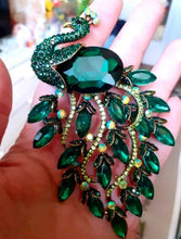Load image into Gallery viewer, Peacock Rhinestone Brooch (Large) Bridal Pin
