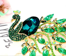 Load image into Gallery viewer, Peacock Rhinestone Brooch (Large) Bridal Pin
