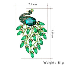 Load image into Gallery viewer, Peacock Rhinestone Brooch (Large) Bridal Pin
