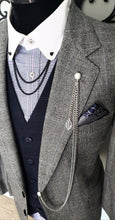 Load image into Gallery viewer, Extra Long Pearl Lapel Pin with Silver Chains 
