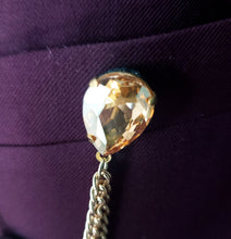 Load image into Gallery viewer, Elegant Crystal Rhinestone Lapel Pin with Gold Chains 
