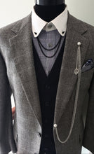 Load image into Gallery viewer, Extra Long Pearl Lapel Pin with Silver Chains 
