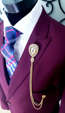 Load image into Gallery viewer, Elegant Crystal Rhinestone Lapel Pin with Gold Chains 
