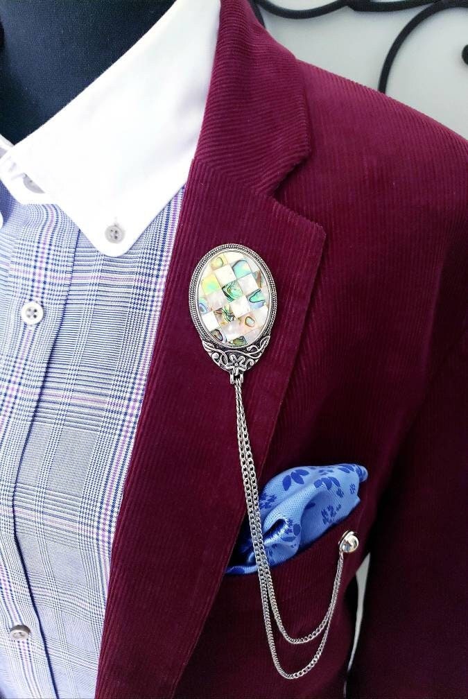 Natural Abalone & White Shell Lapel Pin